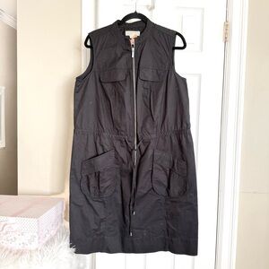 Michael Kors Black Sleeveless Safari Zip-Up Dress